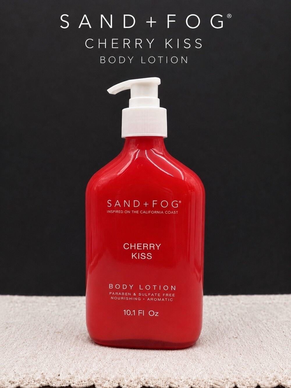 Sand + Fog Cherry Kiss Body Lotion 10.1 fl oz Glass Bottle New